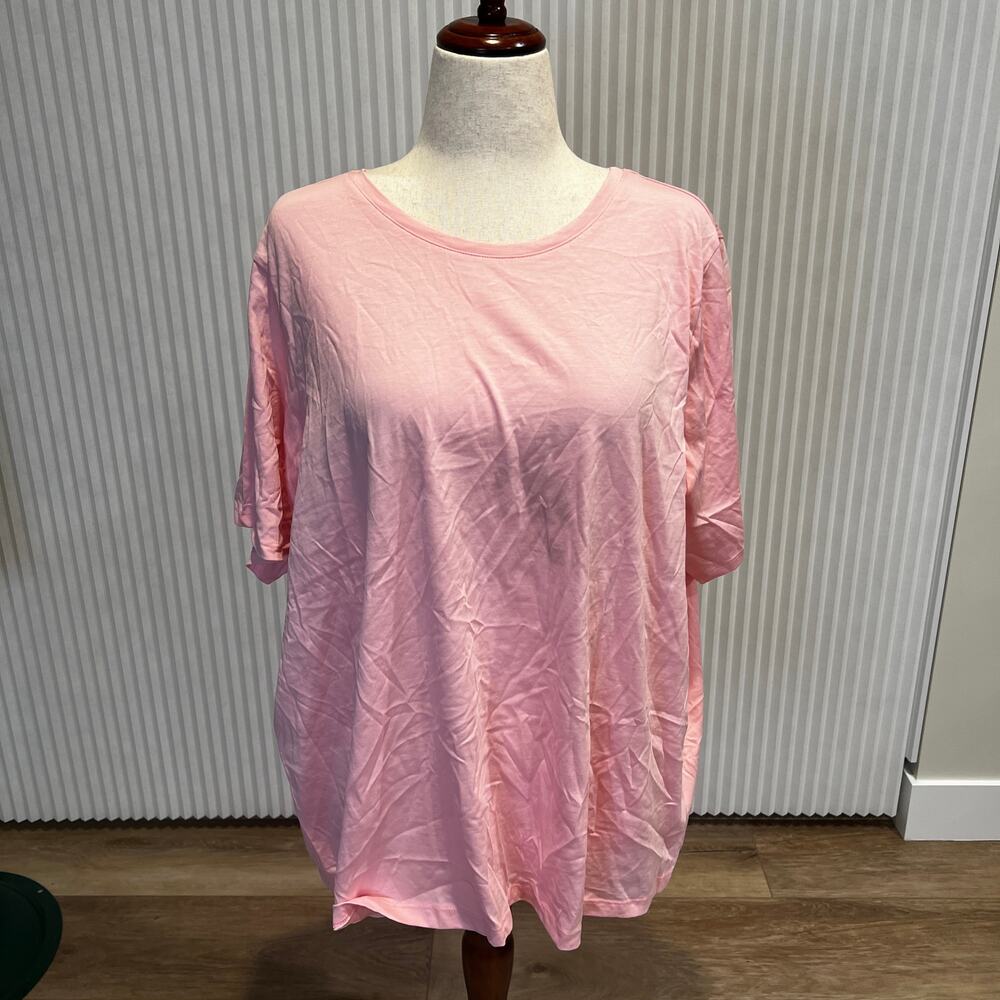 LAND'S END Women's Oversized Supima Short Sleeve Crew Neck T-Shirt Size 3X Pink - Picture 4 of 11
